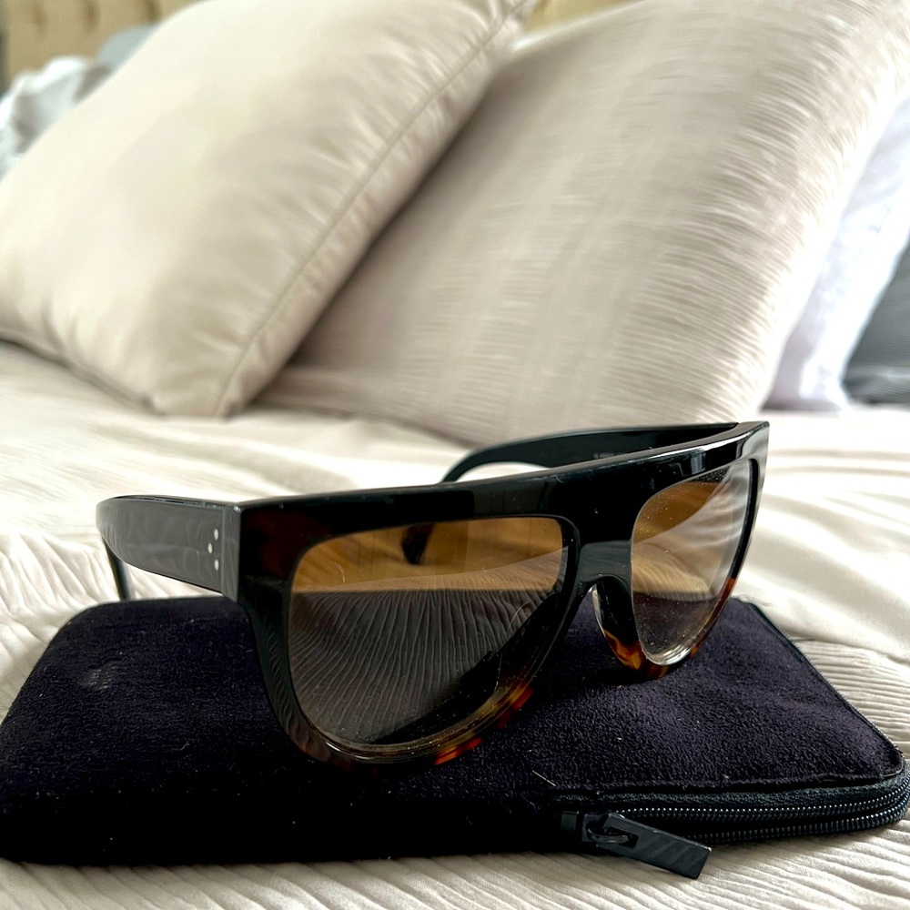 Celine 58mm universal fit flat top sunglasses in color black/ gradient brown